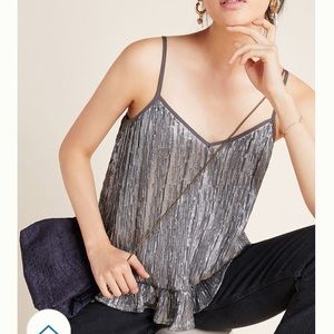 Anthropologie silver beaded cami